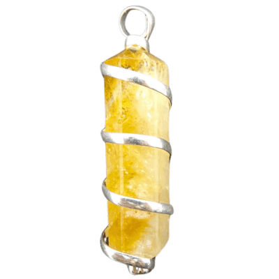 Double Terminated Citrine Silver Spiral Pendant