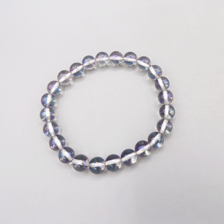 Created Aura Quartz 10mm Smooth Round Gemstone Beads Stretch Bracelet -  21652