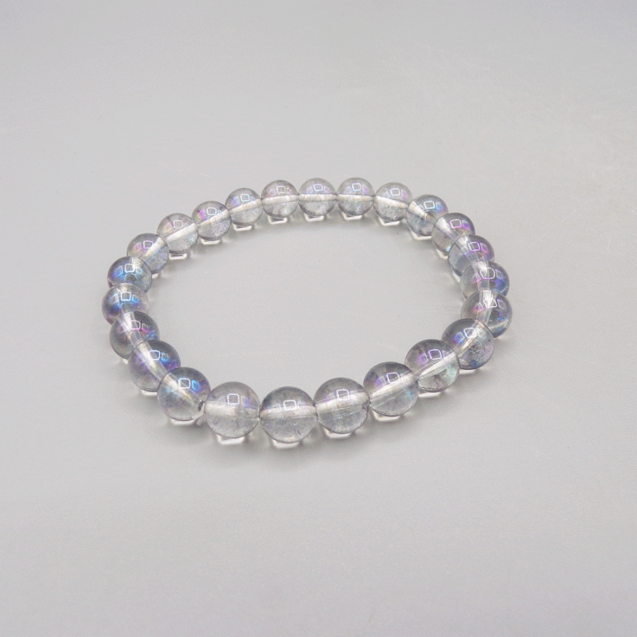 Grey Aqua Aura Quartz Gemstone Bracelet • Ocean Tuff Jewelry