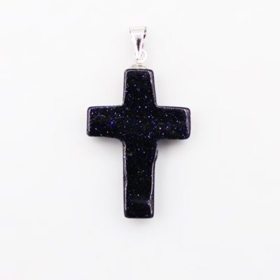 Blue Goldstone Cross Pendant (20mm x 30mm)