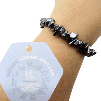 Gemini Zodiac Birth Bracelet - Hematite