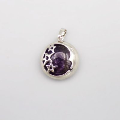 Amethyst Moon and Stars Pendant (Approx 22mm)
