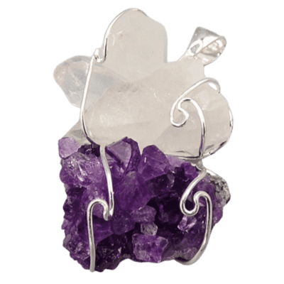 Wholesale Amethyst & Clear Quartz Dual Energy Pendant
