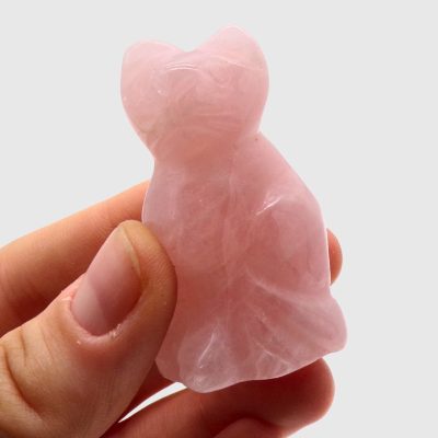 Rose Quartz Carved Cat (50mm) - Image 3