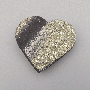 Natural Shungite Carved Heart With Pyrite (212g)