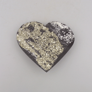 Natural Shungite Carved Heart With Pyrite (257g)