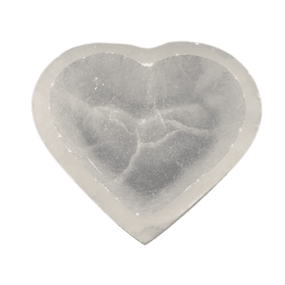 Selenite Polished Heart Shape Bowl (Approx 10cm)