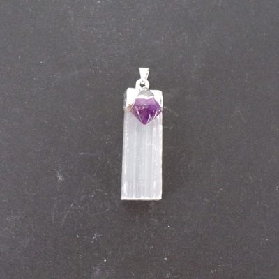 Selenite Electroplated Pendant with Amethyst