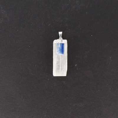 Selenite Electroplated Pendant with Kyanite