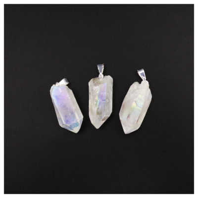 Clear Quartz Aura Rough Pendant (Approx Dimensions: 20mm - 30mm)