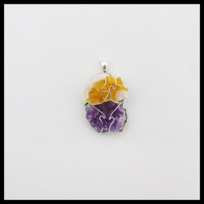 Citrine And Amethyst Dual Energy Pendant (Approx. 40mm)