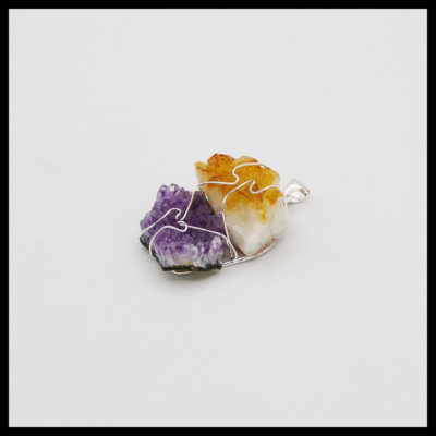 Citrine And Amethyst Dual Energy Pendant (Approx. 40mm) - Image 2