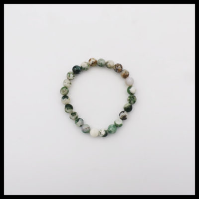 Moss Agate Bead Bracelet (8mm)