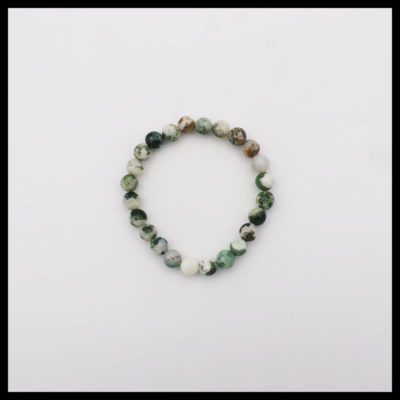 Moss Agate Bead Bracelet (8mm)