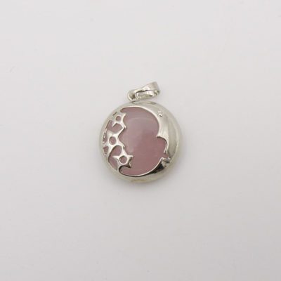 Wholesale Rose Quartz Moon & Stars Pendant