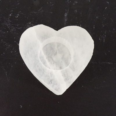 Selenite Heart Tealight Holder (85mm x 90mm) - Image 2