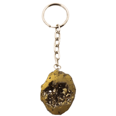 Wholesale Gold Aura Agate Geode Keyring