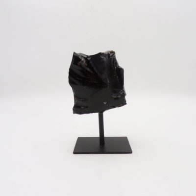 Raw Black Obsidian On Metal Stand - Image 2