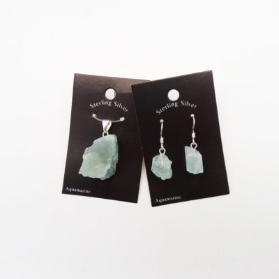 Aquamarine Pendant & Earrings Set (925 Silver) - Image 2