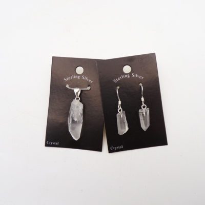Clear Quartz Pendant & Earrings Set (925 Silver) - Image 2