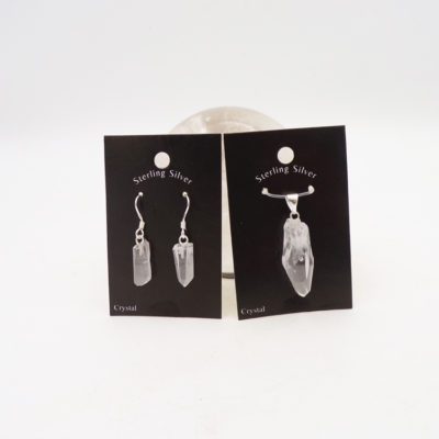 Clear Quartz Pendant & Earrings Set (925 Silver)