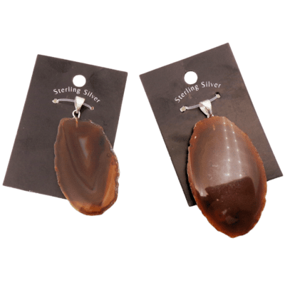 Natural Agate Slice Pendant (925 Silver)