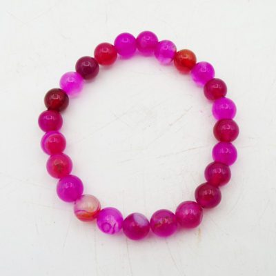 Pink Agate Bead Bracelet- 8mm