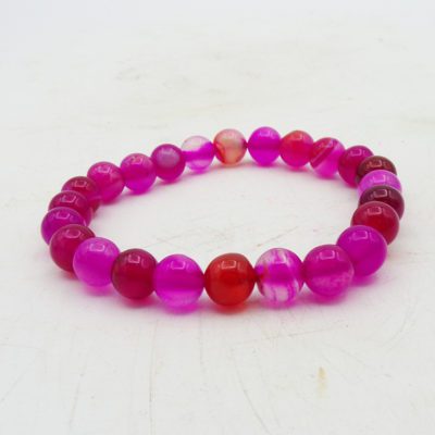 Pink Agate Bead Bracelet- 8mm - Image 2