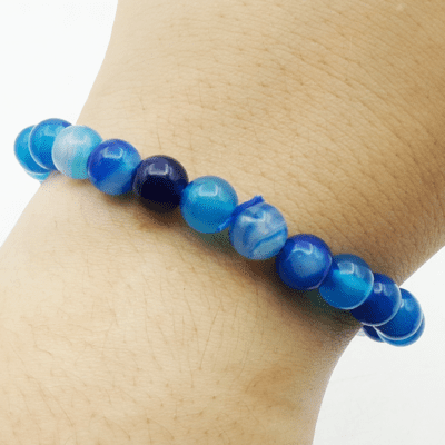 Blue Agate Bead Bracelet - Image 2