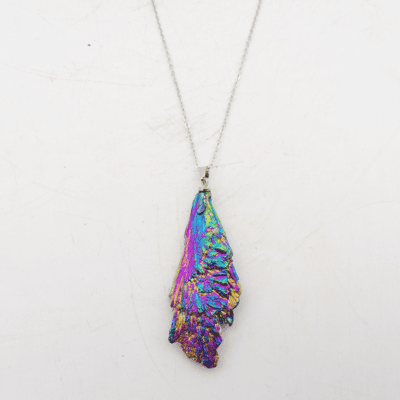 Rainbow Aura Coated Black Kyanite Pendant On Silver Chain - Image 2