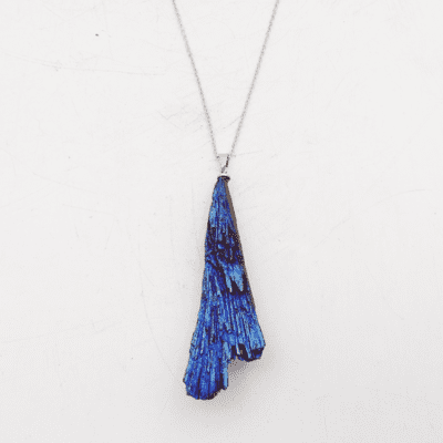Cobalt Aura Coated Black Kyanite Pendant On Silver Chain - Image 2