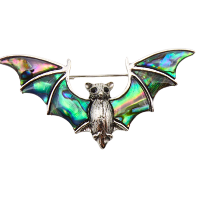 Shell Bat Brooch - Approx Dimensions (65mm x 32mm)