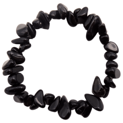 Black Obsidian Chunky Smooth Chip Bracelet