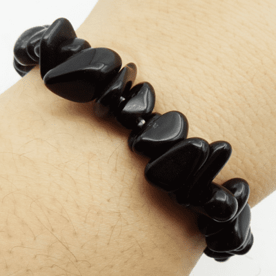 Black Obsidian Chunky Smooth Chip Bracelet - Image 2