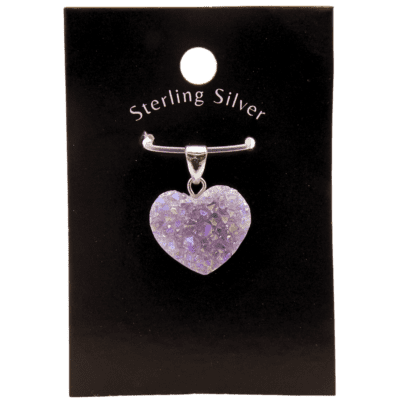 Wholesale Aura Amethyst Druze Heart Pendant (925 Silver)
