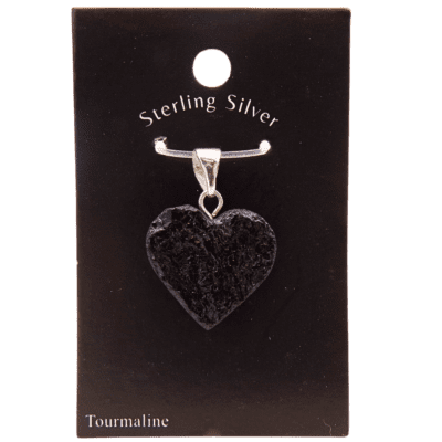 Black Tourmaline Heart Pendant (925 Silver)