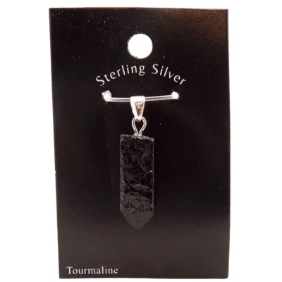 Rough Black Tourmaline Point Pendant (925 Silver)