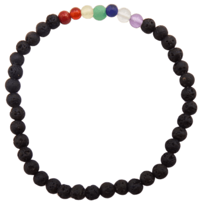4mm Black Lava Chakra Bead Bracelet
