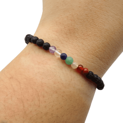 4mm Black Lava Chakra Bead Bracelet - Image 2