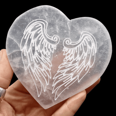 Selenite Angel Wings Heart Plate - Image 3