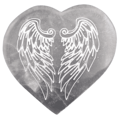 Wholesale Selenite Angel Wings Heart Plate