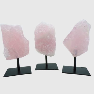 Raw Rose Quartz On Metal Stand - Approx Dimensions (150mm x 75mm) - Image 2