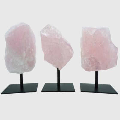 Wholesale Raw Rose Quartz On Metal Stand