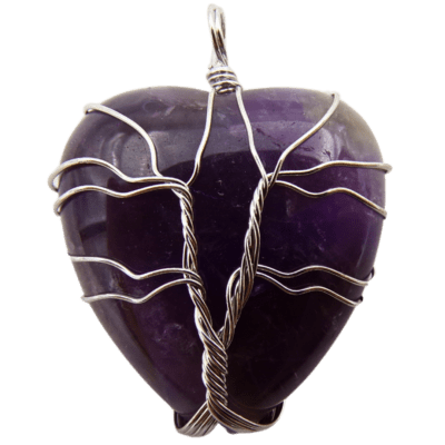Wholesale Amethyst Tree Of Life Heart Pendant