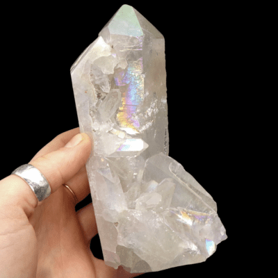 Brazillian Aura Quartz Cluster Part-Polished Point (154mm x 50mm) - Image 5