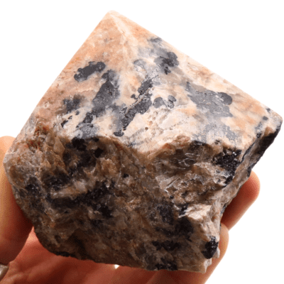 Peach Moonstone With Black Tourmaline Cut Base Point (75mm x 80mm) - Image 5
