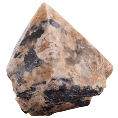 Peach Moonstone With Black Tourmaline Cut Base Point (75mm x 80mm) - Image 4