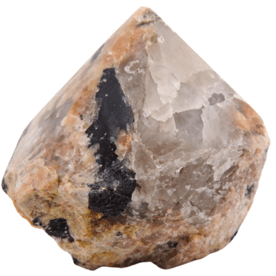 Peach Moonstone With Black Tourmaline Cut Base Point (75mm x 80mm) - Image 2
