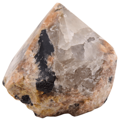 Wholesale Peach Moonstone With Black Tourmaline Cut Base Point