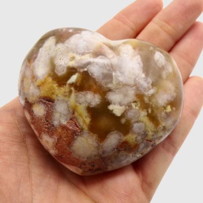 Flower Agate Polished Heart (70mm x 60mm) - Image 5